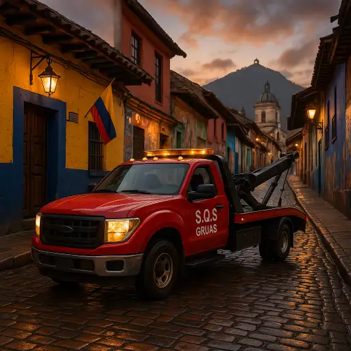 Grúa en La Candelaria, Bogotá