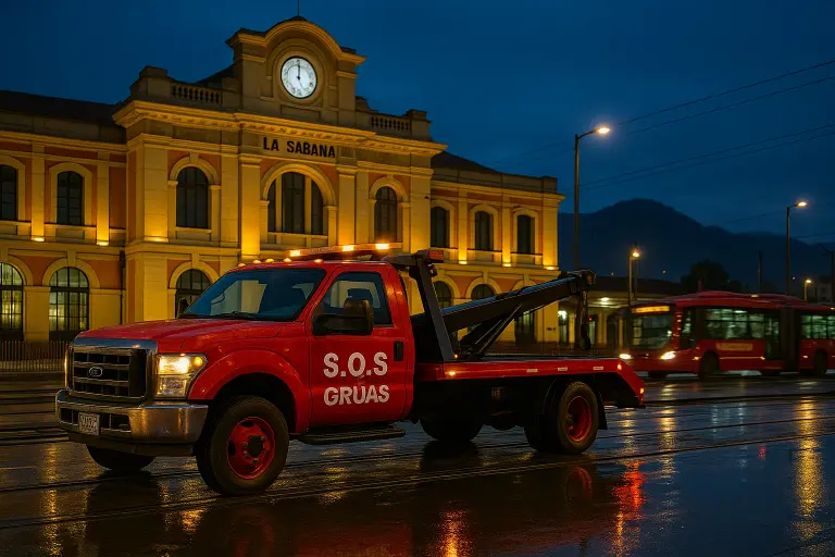 Grúa en Los Mártires sobre la Calle 13, Bogotá
